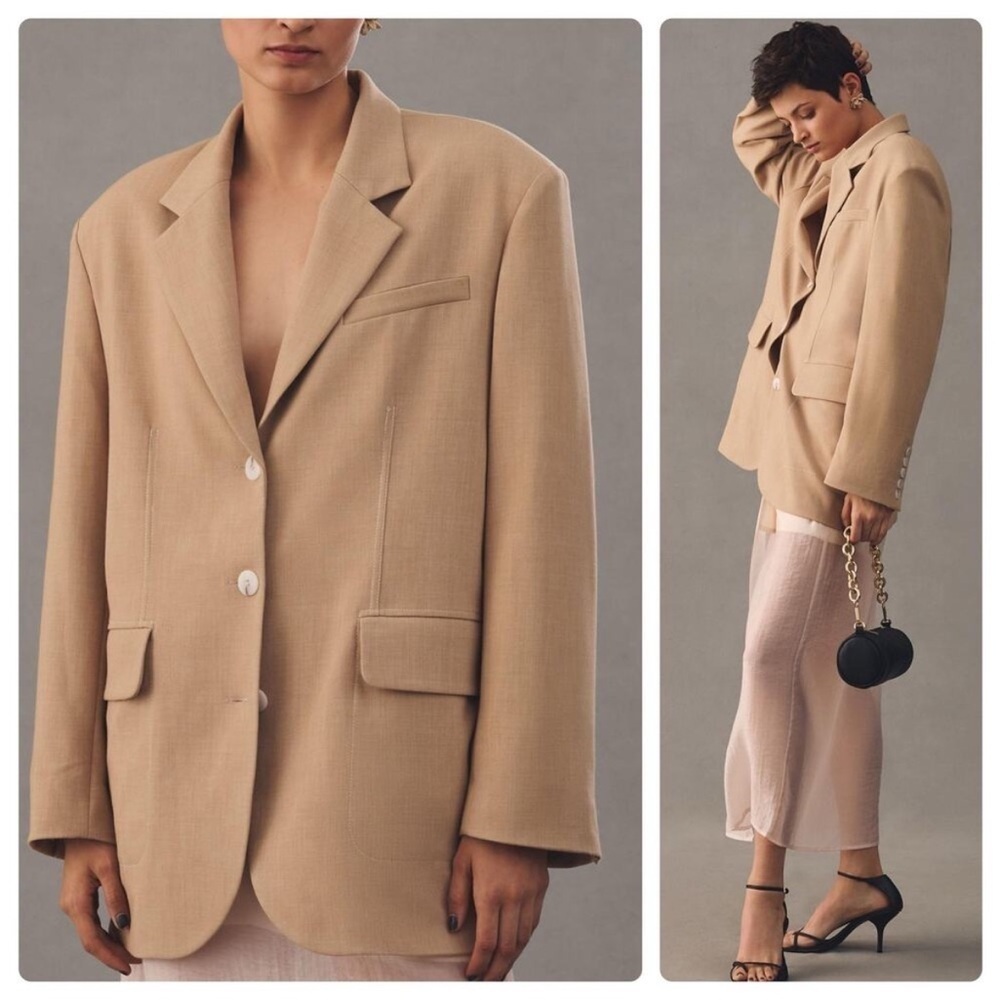 ANTHROPOLOGIE Maeve Oversized Tan Blazer M/L